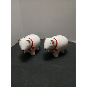 Christmas Polar Bears Salt and Pepper Shakers Ceramic